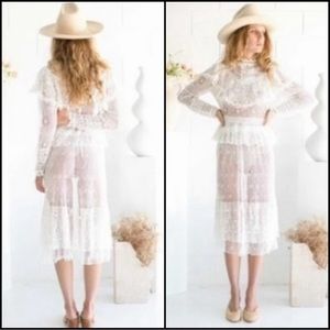 70s Vintage Edwardian Crochet Dress